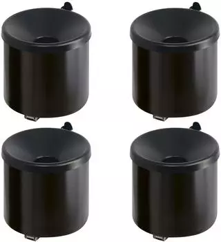 Proregal SparSet 4x Runder Feuerl&ouml;schender Wandaschenbecher 2 Liter Hx&Oslash; 16 x 16 cm Metal Schwarz Mit Schwarzem Deckel