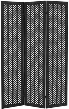ML-Design Paravent 3-Teilig Kobe Schwarz Raumteiler 170x121 cm aus Paulownia-Holz