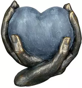 Casablanca Herzschlag Skulptur Herz in H&auml;nden, Poly, bronzegrau, 15cm (89381)