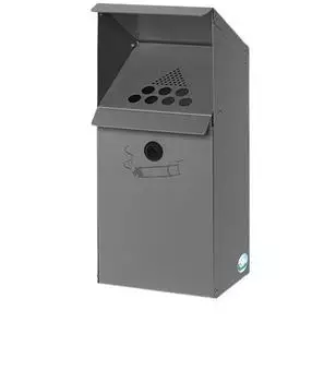 Proregal Gro&szlig;volumiger Wandascher Mit Schutzdach 3,7 Liter HxBxT 41 x 18 x 15 cm Verzinkter Stahl Silber
