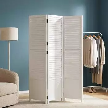 Homestyle4u 3-tlg. Paravent in Wei&szlig; 130x175 cm 892