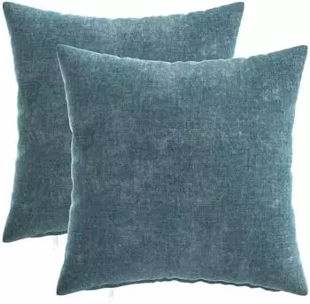 vidaXL Kissenbezug 2 stk. HEERLEN Blau 35 x 35 cm Chenille-Stoff