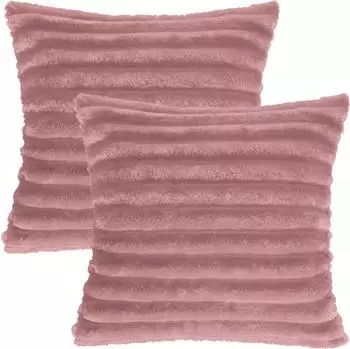 Erwin Müller Fleece Kissenhülle Aosta 2er-Pack 45x45 cm rosenholz