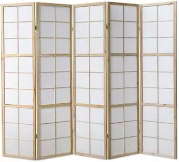 Homestyle4u Shoji Paravent Raumteiler, Holz, 5-teilig (169)