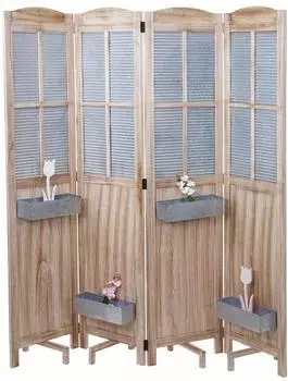 Mendler Paravent HWC-D26 Raumteiler mit Pflanzk&ouml;rben, Holz/Metall 170x161x29cm (HWC-D26)