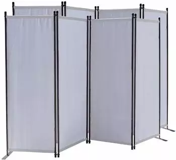 QUICK STAR Paravent 4-teilig, Stoff, wei&szlig;, 165x220cm (47827)