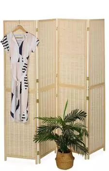 Relaxdays Paravent Bambus Natur 4-teilig 180 cm x 182 cm x 2 cm 6,7 kg