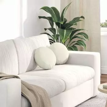 vidaXL Sitzkissen 2 St&uuml;ck Creme &Oslash; 30 x 13 cm Samt 42014109