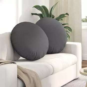 vidaXL Sitzkissen 2 Stk Dunkelgrau &Oslash;60 x 21 cm Stoff 42014195