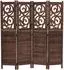 MCW Paravent T568 Ornamente Klappbar Paulownia Holz 170x160cm Braun