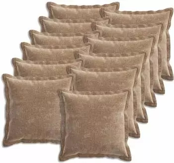 vidaXL Kissenbezug 12 stk. HOUTEN Braun 50 x 50 cm Chenille-Stoff