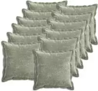 vidaXL Kissenbezug 12 stk. HOUTEN Gr&uuml;n 50 x 50 cm Chenille-Stoff