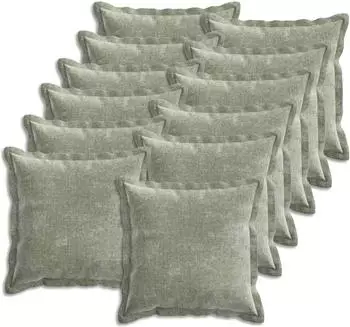 vidaXL Kissenbezug 12 stk. HOUTEN Gr&uuml;n 50 x 50 cm Chenille-Stoff