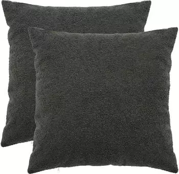 vidaXL Kissenbezug 2 pcs HEERLEN Dunkelgrau 60 x 60 cm Boucl&eacute;