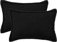 vidaXL Kissenbezug 2 pcs HOUTEN Schwarz 50 x 80 cm Boucl&eacute;