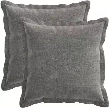 vidaXL Kissenbezug 2 stk. HOUTEN Dunkelgrau 45 x 45 cm Chenille-Stoff