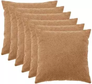 vidaXL Kissenbezug 6 pcs HEERLEN Beige 80 x 80 cm Boucl&eacute;