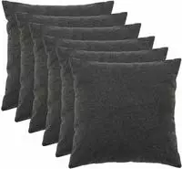 vidaXL Kissenbezug 6 pcs HEERLEN Dunkelgrau 80 x 80 cm Boucl&eacute;