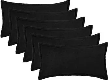 vidaXL Kissenbezug 6 pcs HOUTEN Schwarz 40 x 70 cm Boucl&eacute;