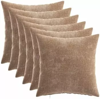 vidaXL Kissenbezug 6 stk. HEERLEN Braun 40 x 40 cm Chenille-Stoff