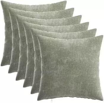 vidaXL Kissenbezug 6 stk. HEERLEN Gr&uuml;n 40 x 40 cm Chenille-Stoff