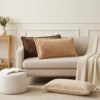 vidaXL Kissenbezug 6 stk. HOUTEN Taupe 40 x 80 cm Faux Kaninchenfell