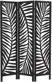 ML-Design Paravent 3-Teilig Fukuoka Schwarz Raumteiler 170x121 cm aus Paulownia-Holz