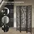 ML-Design Paravent 3-Teilig Fukuoka Schwarz Raumteiler 170x121 cm aus Paulownia-Holz