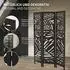 ML-Design Paravent 3-Teilig Kyoto Schwarz Raumteiler 170x121 cm aus Paulownia-Holz