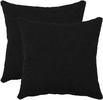 vidaXL Kissenbezug 2 pcs HEERLEN Schwarz 35 x 35 cm Boucl&eacute;