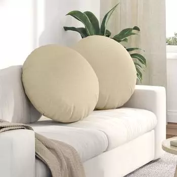 vidaXL Sitzkissen 2 Stk Creme &Oslash;60 x 21 cm Stoff 42014201