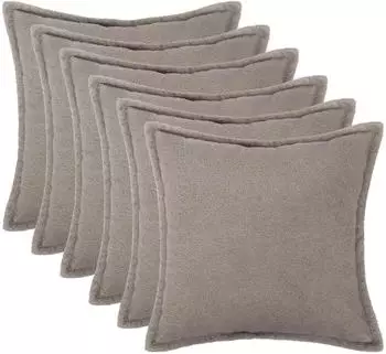 vidaXL Kissenbezug 6 pcs HOUTEN Hellgrau 55 x 55 cm Boucl&eacute;