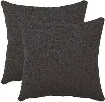 vidaXL Kissenbezug 2 pcs HEERLEN Dunkelgrau 35 x 35 cm Boucl&eacute;