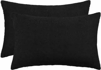 vidaXL Kissenbezug 2 pcs HEERLEN Schwarz 50 x 70 cm Boucl&eacute;