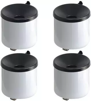 Proregal SparSet 4x Runder Feuerlöschender Wandaschenbecher 2 Liter HxØ 16 x 16 cm Metal Weiß Mit Schwarzem Deckel