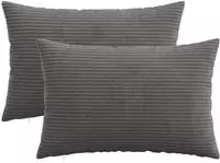 vidaXL Kissenbezug 2 stk. HEERLEN Dunkelgrau 40 x 60 cm Cord