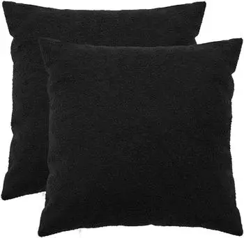 vidaXL Kissenbezug 2 pcs HEERLEN Schwarz 55 x 55 cm Boucl&eacute;