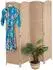 Relaxdays Paravent Holz Papierseil Natur Vierteilig Zusammenfaltbar 170 cm x 160 cm x 2 cm 4,3 kg