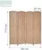 Relaxdays Paravent Holz Papierseil Natur Vierteilig Zusammenfaltbar 170 cm x 160 cm x 2 cm 4,3 kg