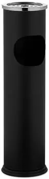 Relaxdays Standaschenbecher Eisen Edelstahl Schwarz mit Mülleimer 56 cm x 15,5 cm 1 kg