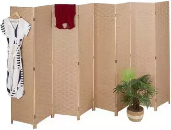 Relaxdays Paravent Holz/Papier Natur Achteilig 170 cm x 320 cm x 2 cm 9,2 kg