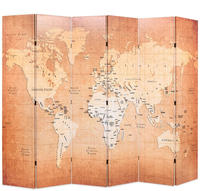 vidaXL Raumteiler klappbar 228 x 170 cm Weltkarte Gelb