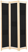 vidaXL 3-teiliger Raumteiler Schwarz 120 x 170 x 4 cm Stoff