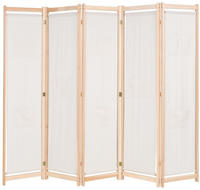 vidaXL 5-teiliger Raumteiler Creme 200 x 170 x 4 cm Stoff