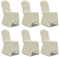 vidaXL 6 x Stuhlhusse Stretchhusse cremefarben