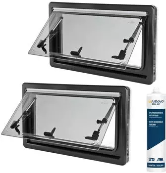 Wamovo Ausstellfenster 70x40cm mit Fliegengitter & Rollo, 2er-Set (154859693-154861275)