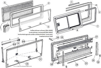 Dometic Ersatzscheibe für S4/S5-Ausstellfenster, 900x550mm