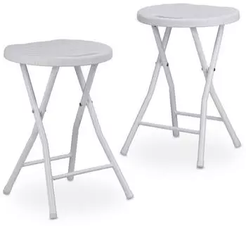 Relaxdays Bastian Klapphocker 2er Set 45 x 32,5 x 29 cm (HxBxT) Kunststoff weiß