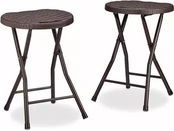 Relaxdays Bastian Klapphocker 2er Set 45 x 32,5 x 29 cm (HxBxT) Kunststoff braun