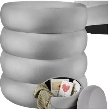 TecTake Sitzhocker rund weicher Bezug, 42x42x47 cm